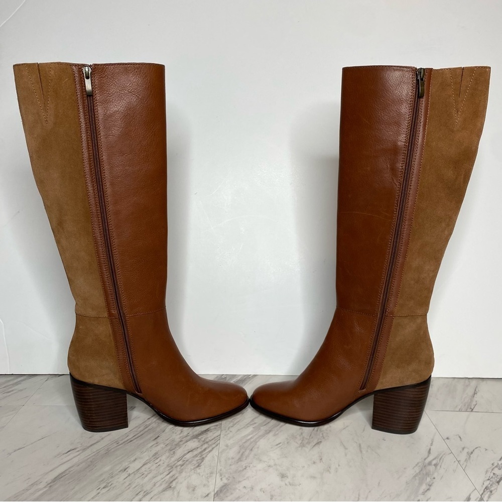 Paige Caroline Brown Leather Suede Heeled Knee High Boot 9 - Picture 6 of 16